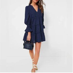 Tuckernuck Pomander Place Navy Polka Dot Mini Dress Large